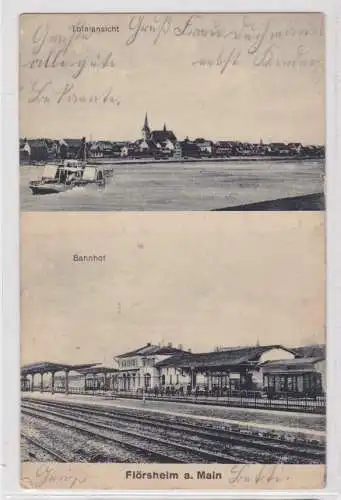 93773 Mehrbild Ak Flörsheim am Main Totalansicht und Bahnhof 1929