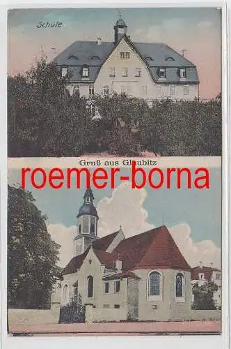 77030 Mehrbild Ak Gruß aus Glaubitz Schule, Kirche um 1920
