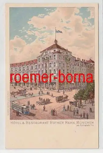 70760 Ak München Hotel & Restaurant Rother Hahn am Karlsplatz um 1900
