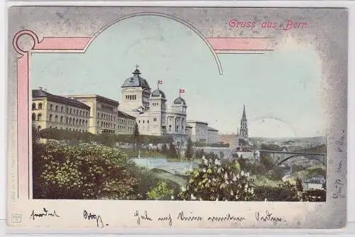 85972 AK Gruss aus Bern - Bundeshaus mit Schweizerflaggen 1901
