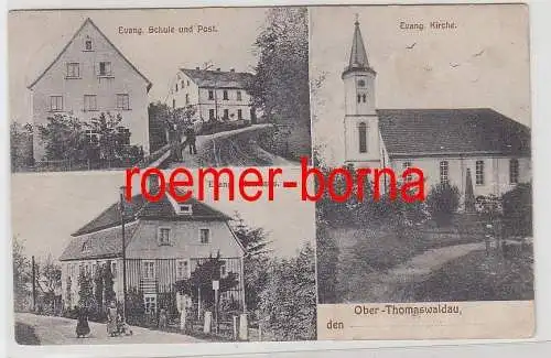 69598 Mehrbild Ak Ober-Thomaswaldau Schule Post Pfarrhaus Kirche 1913