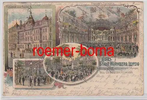 75147 Ak Lithographie Leipzig Hotel Stadt Nürnberg 1900