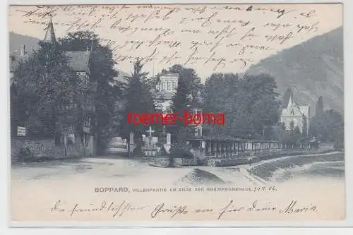 71175 Ak Boppard Villenpartie am Ende der Rheinpromenade 1906