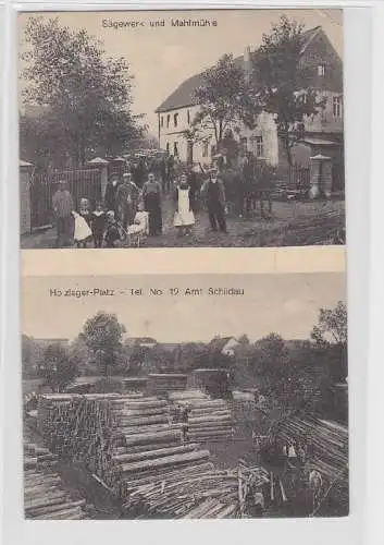 70674 Mehrbild Ak Sitzenroda Sägewerk und Mahlmühle, Holzlager 1913