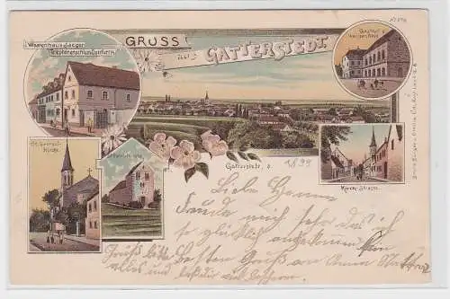76166 Ak Lithographie Gruß aus Gatterstedt Gasthof, Warenhaus usw. 1899