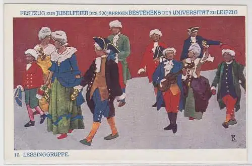 57917 Künstler Ak Festzug vom 500jährigen Jubiläum der Universität Leipzig 1909