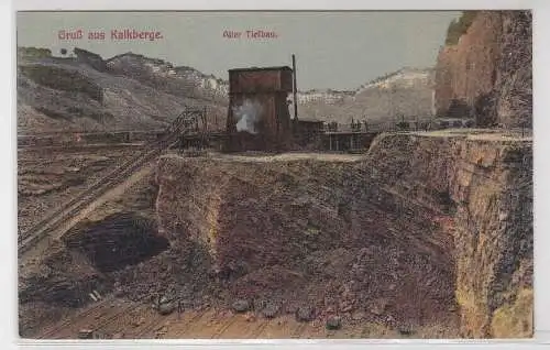02250 Ak Gruß aus Kalkberge, alter Tiefbau, Totalansicht, um 1930
