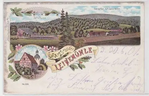 04168 Ak Gruß aus der Leinemühle, Leinethal, Gebäude- und Totalansicht, 1901