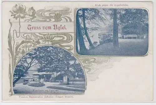 95690 Mehrbild Ak Gruss vom Uglei - Forsthaus, Blick gegen Angelbrücke um 1900