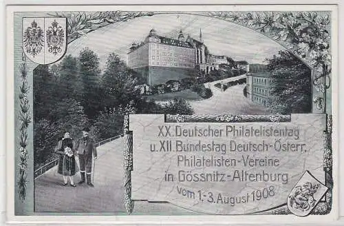 57201 Ak Gössnitz-Altenburg, XX.Deutscher Philatelistentag, 1.-3.August.1908