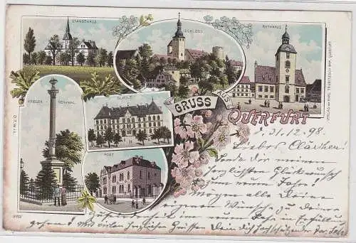 83213 AK Gruss aus Querfurt - Ständehaus, Schloss, Rathaus, Schule, Post 1898