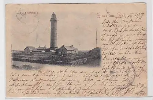 19322 Ak Gruß aus Sylt der Leuchtturm 1897