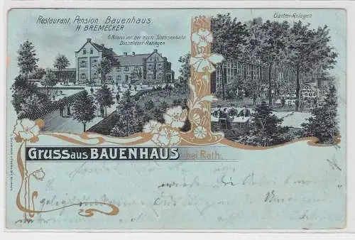 97719 Ak Gruß aus Bauenhaus bei Rath, Restaurant, Pension Bauenhaus, 1905