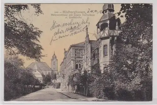 82237 Ak Hildburghausen Helenenstraße mit neuem Technikum 1910