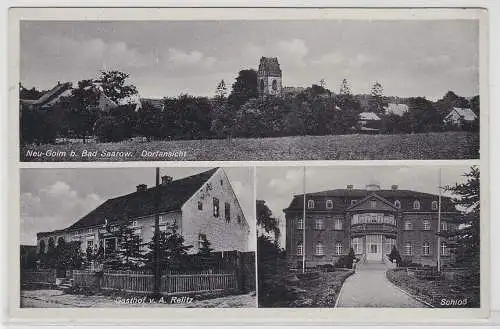 51376 Ak Neu-Golm b. Bad Saarow, Dorfansicht, Gasthof v. Albert Relitz, Schloß