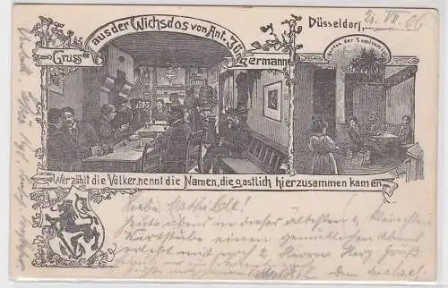 42742 Ak Düsseldorf, Gruß aus der Wichsdos von Ant. Jüngermann, 1906