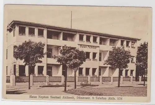 47486 Ak Haus Neptun Seebad Ahlbeck, Dünenstr. 8, Gebäudeansicht, um 1930