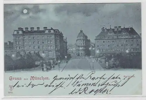 02228 Mondscheinkarte Gruß aus München Karlsplatz 1898