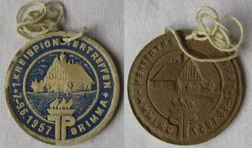 DDR Abzeichen 1. Kreispioniertreffen Grimma 7.-9. Juni 1957 (125759)