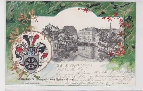 23085 Wappen Präge Ak Osnabrück (Hasepartie vom Herrenteichswall" 1901