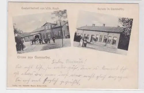 17505 Mehrbild Ak Gruß aus Gemmelby Gastwirtschaft und Schule 1908
