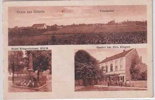 12268 Mehrbild Ak Gruß aus Göhritz Gasthof und Kriegerdenkmal 1925