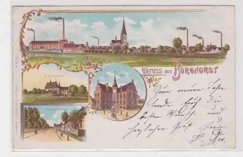 10219 Ak Lithographie Gruß aus Borghorst Münsterstraße, Post usw. 1897
