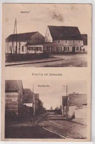 21130 Mehrbild Ak Ermlitz bei Schkeuditz Gasthof und Dorfstraße 1928