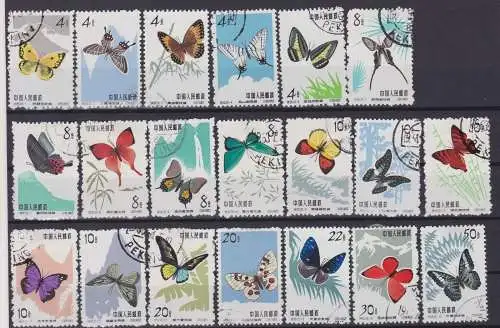 VR China 1963 Briefmarken Michel 689-98,726-35 Schmetterlinge gestempelt(146134)