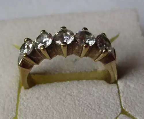 eleganter vergoldeter 925er Sterling Silber Ring mit 5 Schmucksteinen (111059)