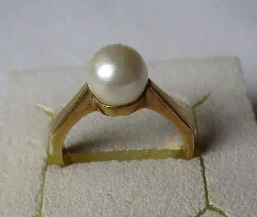 hochwertiger 585er Gold Ring mit großer Perle (115364)