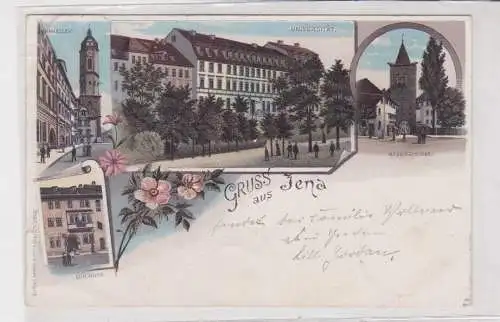 907962 Lithographie Ak Gruss aus Jena - Universität, Affenthurm, Burgkeller 1895