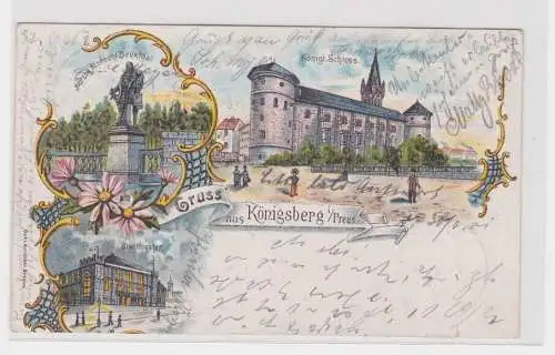 907959 Lithographie Ak Gruss aus Königsberg - Königl. Schloss, Stadttheater 1901
