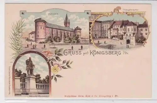 907949 Lithographie Ak Gruss aus Königsberg - Schloss, Hauptwache um 1900