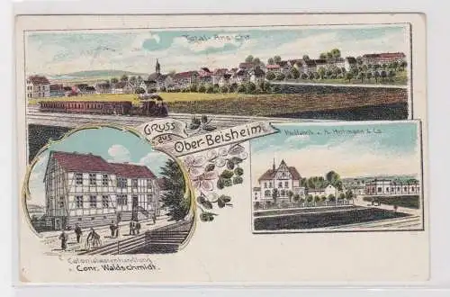 907950 Lithographie Ak Gruss aus Ober-Beisheim -Totalansicht, Herdfabrik Hohmann