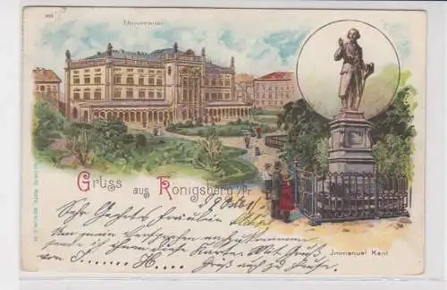 907946 Lithographie Ak Gruss aus Königsberg - Universität, Denkmal Immanuel Kant