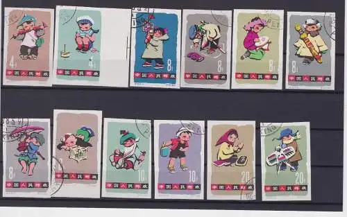 VR China 1963 Briefmarken Kinderspiele Michel 702 bis 713 B gest. (148058)