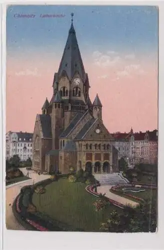 906165 Feldpost Ak Chemnitz - Lutherkirche mit Parkpartie 1916