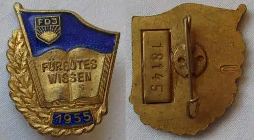 seltenes DDR Abzeichen "für gutes Wissen" mit Jahreszahl 1955 in Gold (133602)