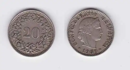 20 Rappen Kupfer Nickel Münze Schweiz 1950 B (118635)