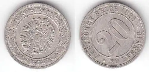20 Pfennig Nickel Münze Kaiserreich 1888 G, Jäger 9  (115218)