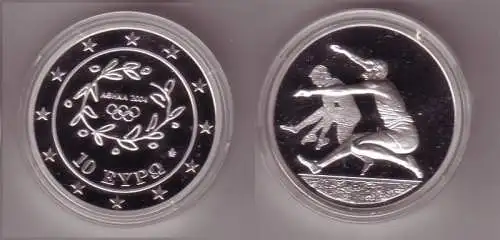 10 Euro Silber Münze Griechenland Olympiade Weitspringer 2004 PP (102553)