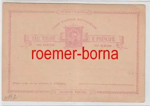 74724 seltene Ganzsachen Postkarte São Tomé und Príncipe 20 Reis vor 1900