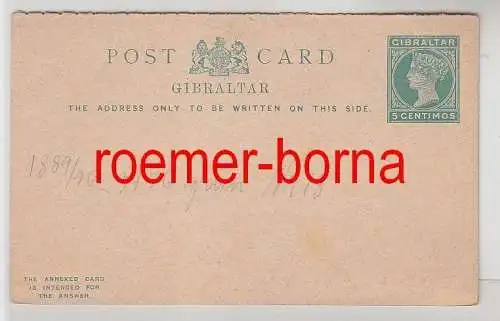 73583 seltene Ganzsachen Antwort Postkarte Gibraltar 5 Centimos grün 1889/90