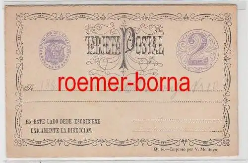74728 seltene Ganzsachen Postkarte Ecuador 2 Centavos Violett Weiß 1884