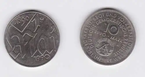 DDR Gedenk Münze 10 Mark 100.Jahre 1.Mai Feiertag 1990 Stempelglanz (128439)