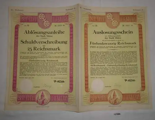 25 Reichsmark Ablösungsanleihe der Stadt Mainz 4.April 1929 (127886)