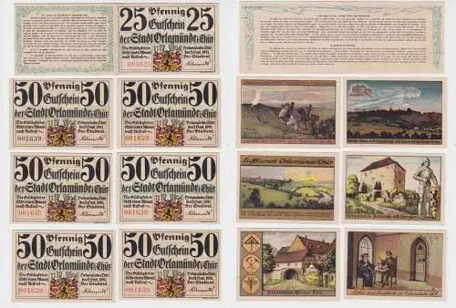 6 Banknoten Notgeld Stadt Orlamünde 1921 in Originalhülle (137623)