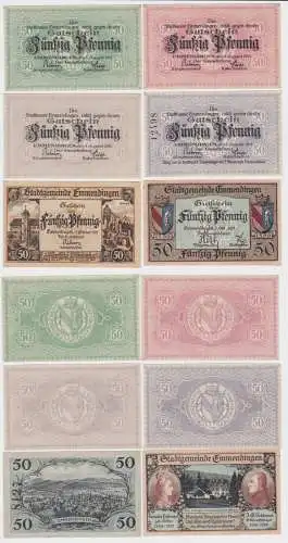 6 x 50 Pfennig Banknoten Notgeld Stadt Emmendingen 1917/21 (140113)