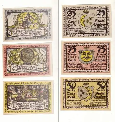 3 Banknoten Notgeld Stadt Grabow 1922 (112719)